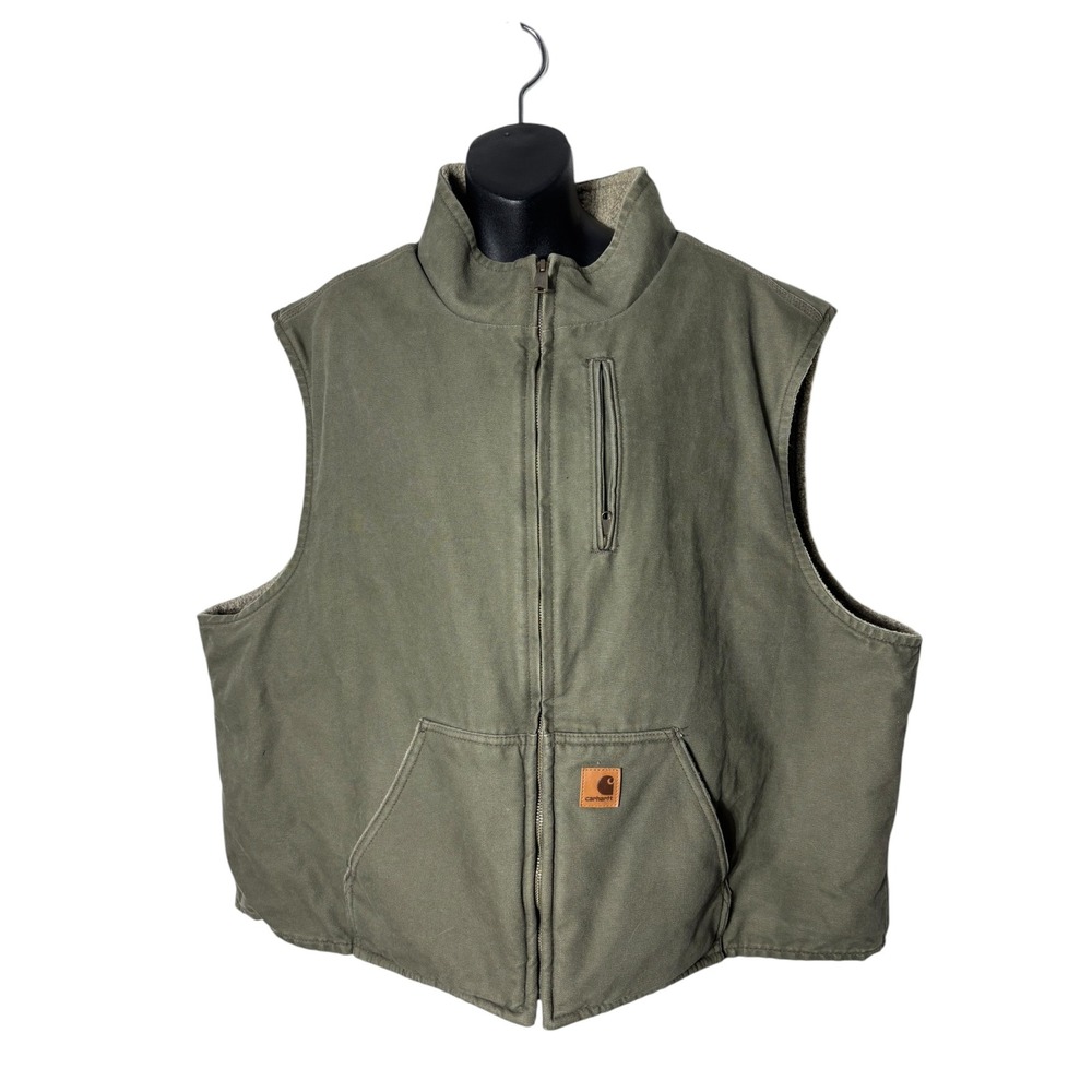 Carhartt men's 3xl v33 Sherpa lined duck canvas mock neck work vest green
